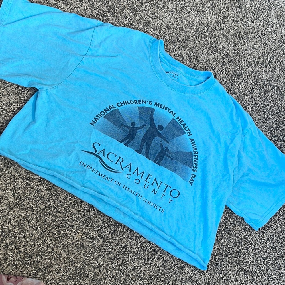 Mental health awareness Adult size medium blue crop top